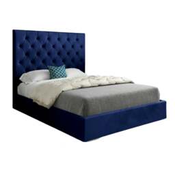 Rackhams Alma Upholstered Soft Velvet Bed Frame - Blue - Blue - Small single - thumbnail 6