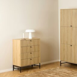 Rackhams Albany Chest of 4 Drawers in Oak/Black Legs - Oak & Black - Matt - Melamine,powder coated steel - thumbnail 5