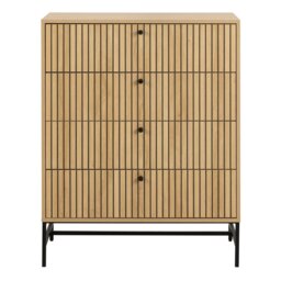 Rackhams Albany Chest of 4 Drawers in Oak/Black Legs - Oak & Black - Matt - Melamine,powder coated steel - thumbnail 2