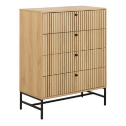 Rackhams Albany Chest of 4 Drawers in Oak/Black Legs - Oak & Black - Matt - Melamine,powder coated steel - thumbnail 1