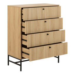Rackhams Albany Chest of 4 Drawers in Oak/Black Legs - Oak & Black - Matt - Melamine,powder coated steel - thumbnail 4