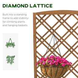 Rackhams Wooden Planter with Trellis, Raised Bed for Garden, Brown - thumbnail 5