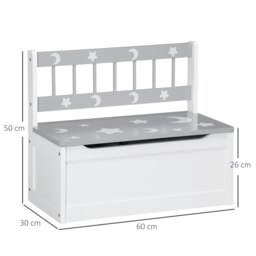 Rackhams 2 In 1 Wooden Kids Storage Bench, Toy Box w/ Safety Rod - Grey - thumbnail 5