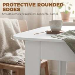 Rackhams Extendable Oval Dining Table for 4-6, Modern Expandable Kitchen Table, Round Edges, White - White - thumbnail 6