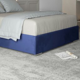 Rackhams Tammy Upholstered Soft Velvet Metal Bed Frame - Blue - Silver - Small single - thumbnail 4