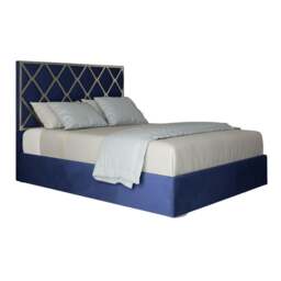 Rackhams Tammy Upholstered Soft Velvet Metal Bed Frame - Blue - Silver - Small single - thumbnail 6