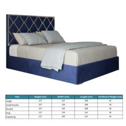 Rackhams Tammy Upholstered Soft Velvet Metal Bed Frame - Blue - Silver - Small single - thumbnail 5