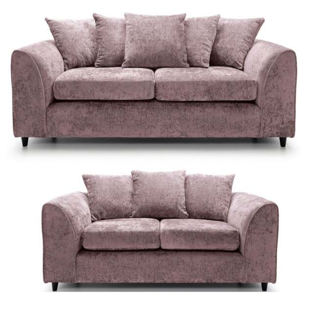 Rackhams Monaco Chenille Fabric Sofa Suite - Pink - image 1