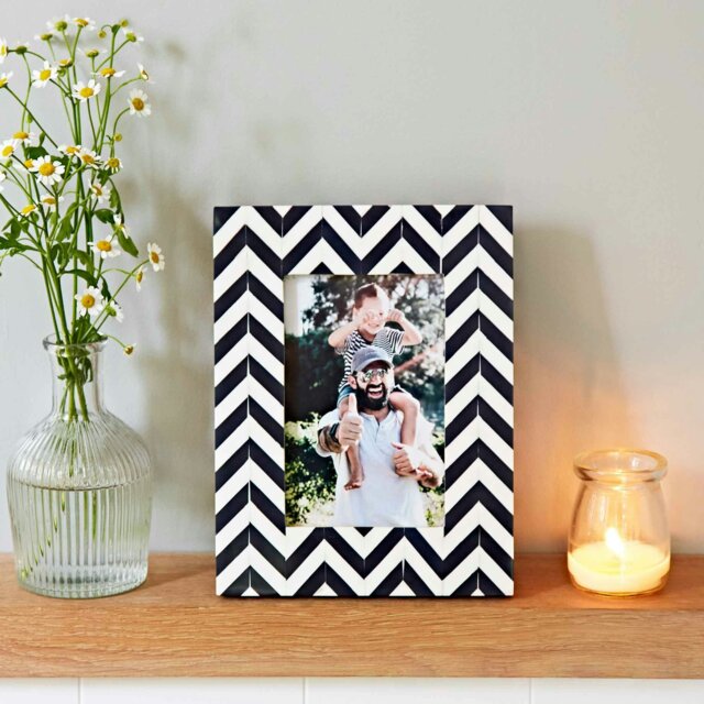 "Rackhams Neha Navy Chevron Patterned Photo Frame - 6"" x 4""" - image 1