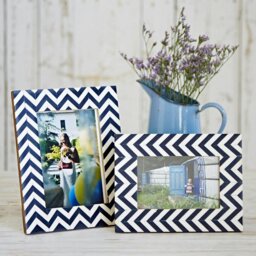 "Rackhams Neha Navy Chevron Patterned Photo Frame - 6"" x 4""" - thumbnail 2