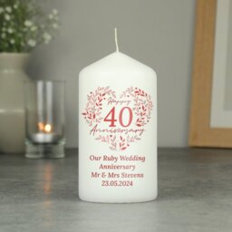 Rackhams Personalised 40th Ruby Wedding Anniversary Pillar Candle - thumbnail 4