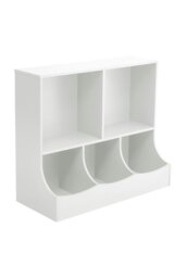 Rackhams 80cm H Double Layer Open Toy Clothing and Bookcase Management Cabinet - White - thumbnail 3