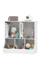 Rackhams 80cm H Double Layer Open Toy Clothing and Bookcase Management Cabinet - White - thumbnail 2