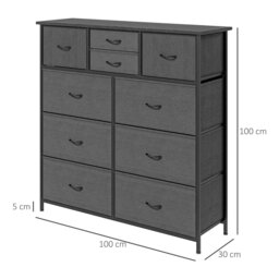 Rackhams Bedroom Chest of Drawers Fabric Dresser w/ Foldable Drawers Black - thumbnail 4