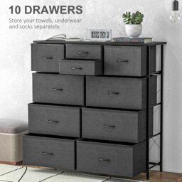 Rackhams Bedroom Chest of Drawers Fabric Dresser w/ Foldable Drawers Black - thumbnail 5