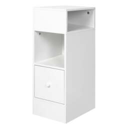 Rackhams Bedside Tables Modern Nightstand White Storage Drawer Shelf for Bedroom - thumbnail 1