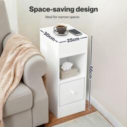 Rackhams Bedside Tables Modern Nightstand White Storage Drawer Shelf for Bedroom - thumbnail 6