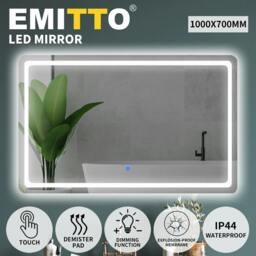 Rackhams LED Wall Mirror Anti-fog Bathroom Mirrors Makeup Light 100x70cm - thumbnail 2