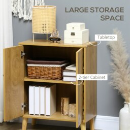 Rackhams Storage Cabinet for Living Room Sideboard with Chevron Doors Natural - Natural wood finish - thumbnail 3