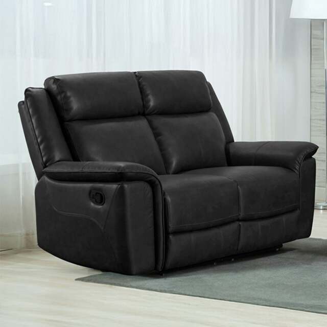Rackhams Toronto Reclining Leather-Like 2 Seater Sofa Black or Grey - Black - image 1