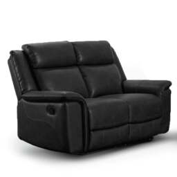 Rackhams Toronto Reclining Leather-Like 2 Seater Sofa Black or Grey - Black - thumbnail 4