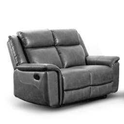 Rackhams Toronto Reclining Leather-Like 2 Seater Sofa Black or Grey - Black - thumbnail 3