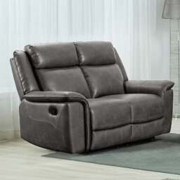 Rackhams Toronto Reclining Leather-Like 2 Seater Sofa Black or Grey - Black - thumbnail 2