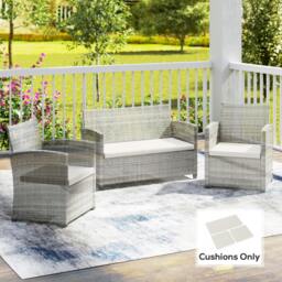 Rackhams 3PCs Rattan Garden Seat Cushions Pads for Patio Furniture - Cream White - Polyester, Cotton - Outdoor Seat Cushion Set
