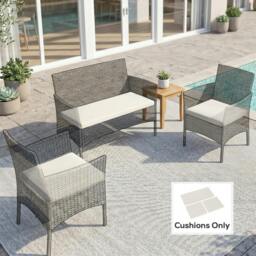 Rackhams 3PCs Rattan Garden Seat Cushions Pads for Patio Furniture - Cream White - Polyester, Cotton - Outdoor Seat Cushion Set - thumbnail 1