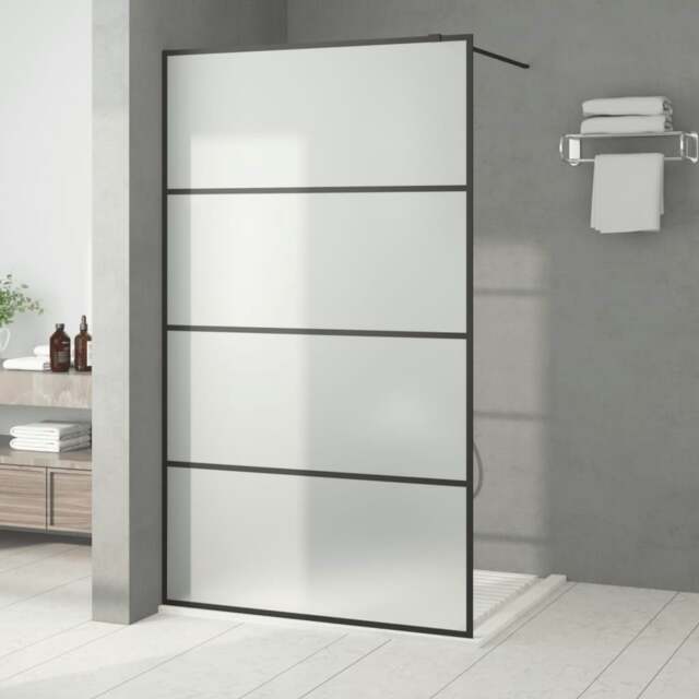 Rackhams Walk-in Shower Wall Black 115x195 cm Frosted ESG Glass