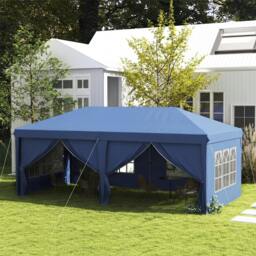 Rackhams 3x6m Pop Up Gazebo Party Tent Canopy Marquee with Storage Bag Blue - thumbnail 1