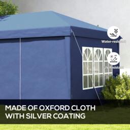 Rackhams 3x6m Pop Up Gazebo Party Tent Canopy Marquee with Storage Bag Blue - thumbnail 4