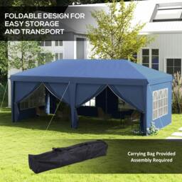 Rackhams 3x6m Pop Up Gazebo Party Tent Canopy Marquee with Storage Bag Blue - thumbnail 5