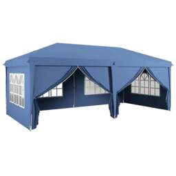 Rackhams 3x6m Pop Up Gazebo Party Tent Canopy Marquee with Storage Bag Blue - thumbnail 2