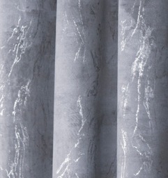 Rackhams Marble Effect Velvet Eyelet Curtain - Grey - (117cm x 137cm - 8 Eyelets) - thumbnail 5
