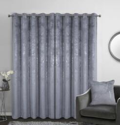 Rackhams Marble Effect Velvet Eyelet Curtain - Grey - (117cm x 137cm - 8 Eyelets) - thumbnail 2