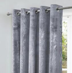 Rackhams Marble Effect Velvet Eyelet Curtain - Grey - (117cm x 137cm - 8 Eyelets) - thumbnail 6