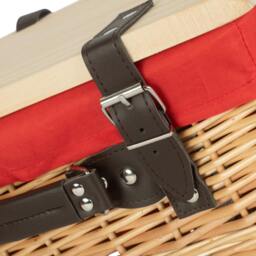 Rackhams Buff Red Lined Willow Picnic Basket with Pinewood Lid - Small - 1 - Wicker and Pinewood - thumbnail 5