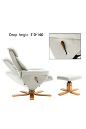 Rackhams Beige Swivel Faux Leather Lounge Recliner with Ottoman - Beige - thumbnail 5