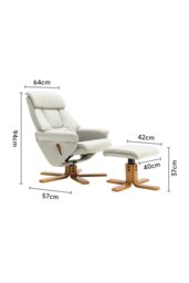 Rackhams Beige Swivel Faux Leather Lounge Recliner with Ottoman - Beige - thumbnail 2