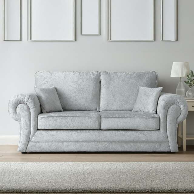 Rackhams Chelsea Crushed Velvet Full Back 2 Seater - Silver - image 1