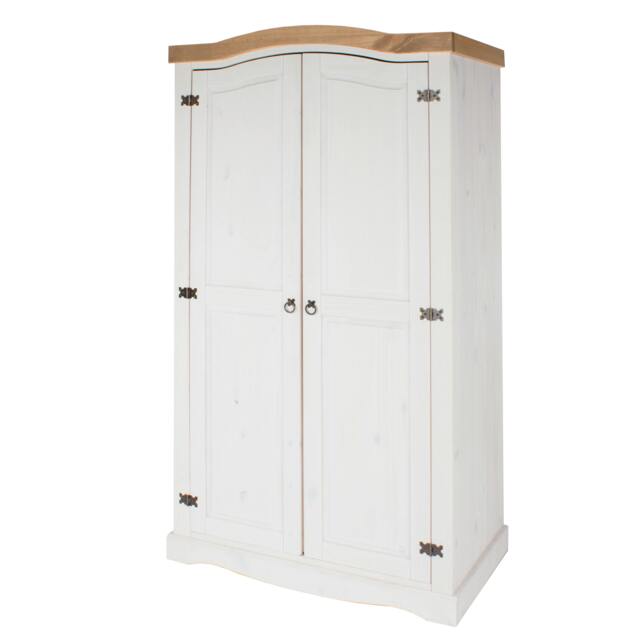Rackhams Corona 2 Door Wardrobe, Waxed Finish - White - image 1