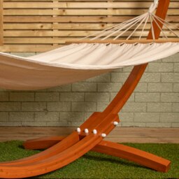 Rackhams 3.10m x 1.2m Palermo Freestanding Garden Hammock with Larch Wood Arc Stand in Cream - thumbnail 6