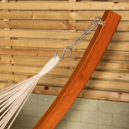 Rackhams 3.10m x 1.2m Palermo Freestanding Garden Hammock with Larch Wood Arc Stand in Cream - thumbnail 4