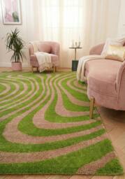 Rackhams Joli Striped Green & Pink Rug - 200X290 cm - thumbnail 2