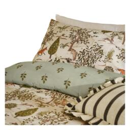 Rackhams Fable Reversible Printed Duvet Cover Set - Green Willow - King - Green Willow - 60% Cotton/40% Polyester - thumbnail 2