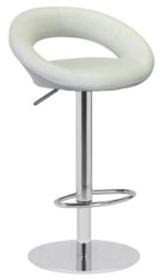 Rackhams Deluxe Sorrento Real Leather Kitchen & Breakasft Bar Stool,  Adjustable Swivel Gas Lift, White - thumbnail 1