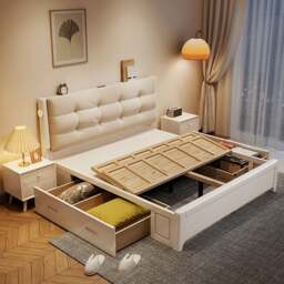 Rackhams Arlene Wood King Size / Super King Size Storage Bed - White - Mega King Size - NO Storage - thumbnail 5