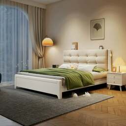 Rackhams Arlene Wood King Size / Super King Size Storage Bed - White - Mega King Size - NO Storage - thumbnail 1