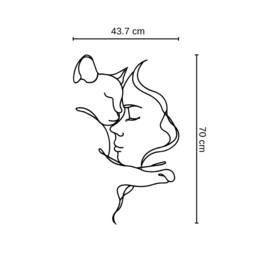 Rackhams Woman and Cat Metal Line Art Wall Decor - Metal - Black - thumbnail 4